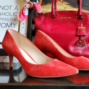 Enzo Angiolini strawberry red suede heels